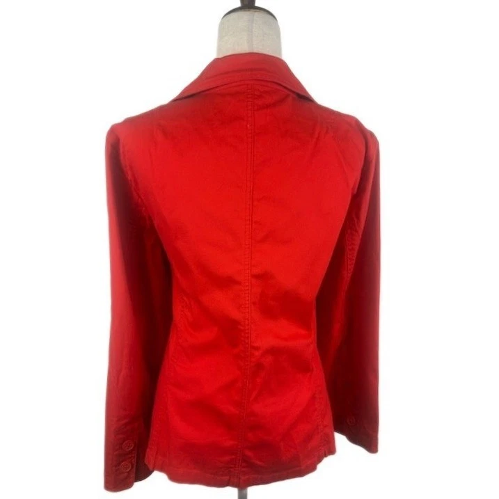 Talbots Woman Red Stretch Cotton Spandex Blazer Jacket Holiday Career Size 14W - Image 3