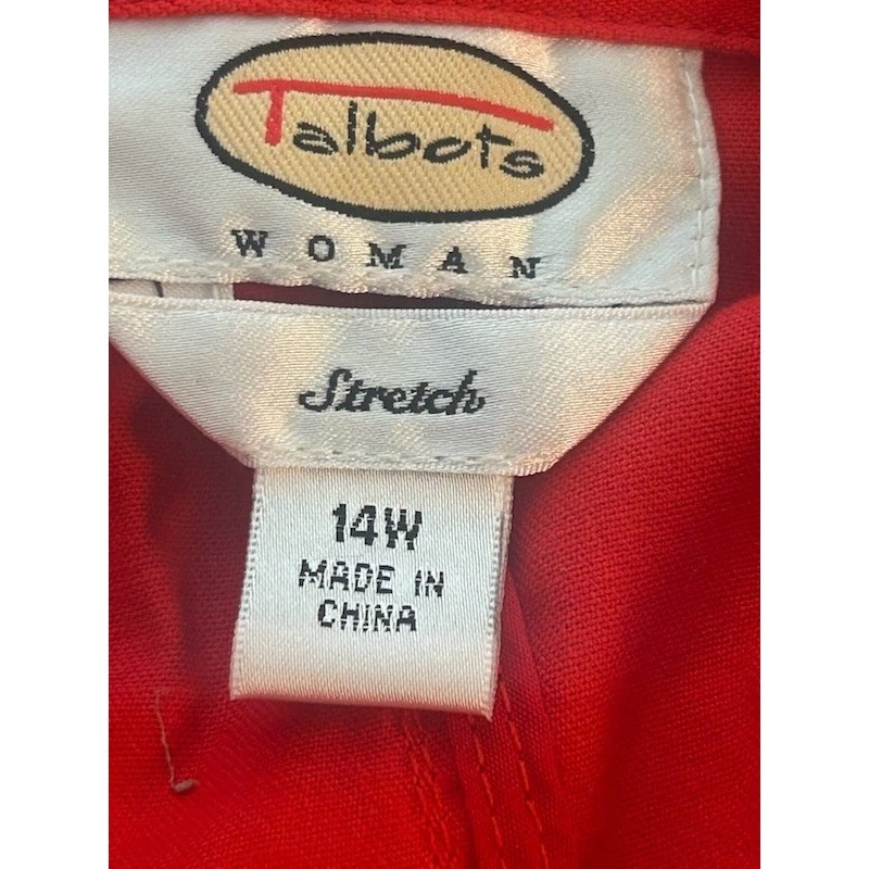 Talbots Woman Red Stretch Cotton Spandex Blazer Jacket Holiday Career Size 14W - Image 4