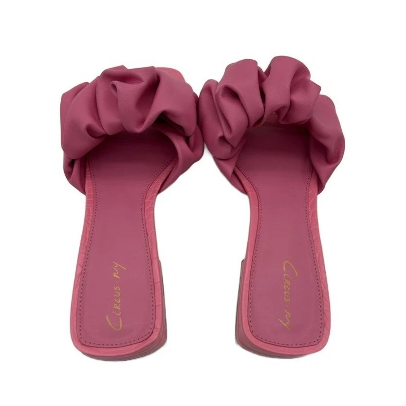 Circus by Sam Edelman Shoes Size 8M Janis Pink Croc Ruffle Slides Sandals - Image 3