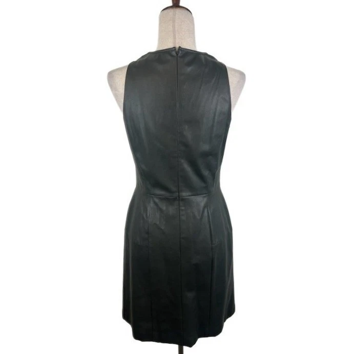 Gianni Bini Black Sleeveless Faux Leather Mini Dress Keyhole Women's Size 6 - Image 3