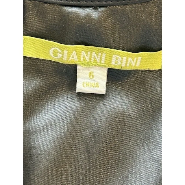 Gianni Bini Black Sleeveless Faux Leather Mini Dress Keyhole Women's Size 6 - Image 4
