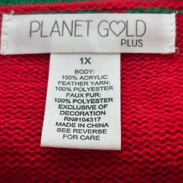 New Planet Gold Women's Plus Size 1X Red Penguin Holiday Ugly Christmas Sweater - Image 4