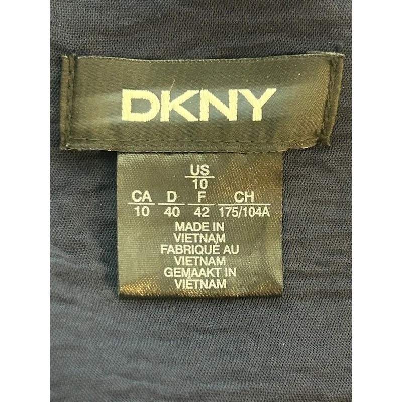 DKNY Navy Blue Dress Ruffle Hem Puff Sleeve Casual Career Size 10 - Image 4