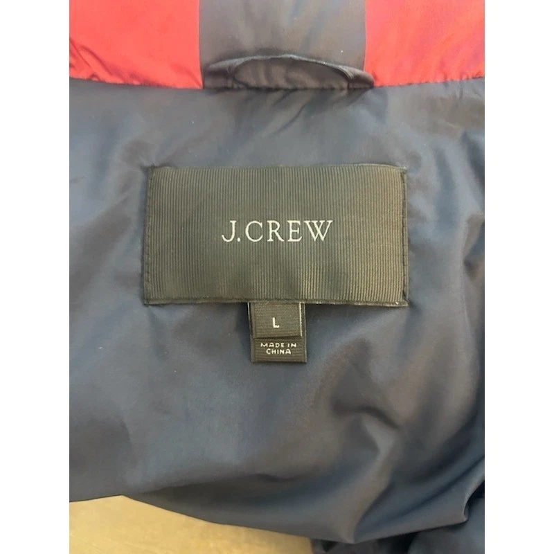 J. Crew Quilted Down Red Vest Buffalo Check Plaid Puffer Sleeveless Jacket Large - Image 4