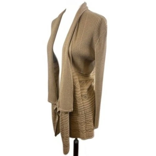 Julie Brown NYC Long Sweater Women's Size Medium Large Gold Metallic Duster - Image 2