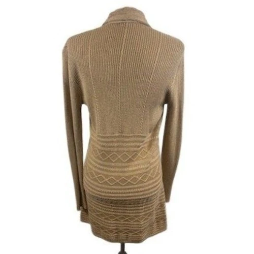 Julie Brown NYC Long Sweater Women's Size Medium Large Gold Metallic Duster - Image 3