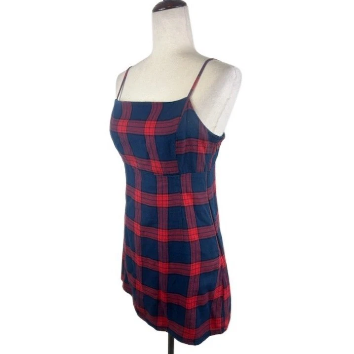 Garage Flannel Dress Plaid Tartan Buffalo Blue Red Check Mini Casual Size Medium - Image 2