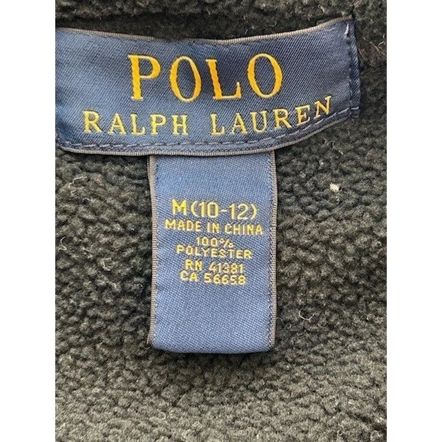 Polo Ralph Lauren Fleece Jacket Black Blue Trim Full Zip Girls Size Medium 10-12 - Image 3