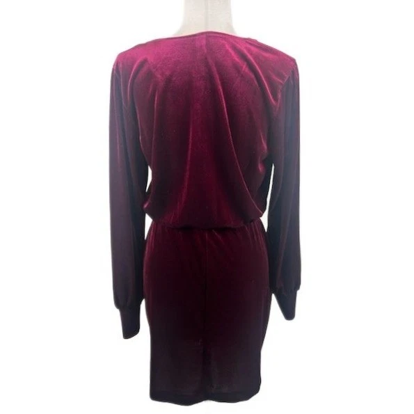New Gentle Fawn Anthropologie Burgundy Velvet Mini Dress Long Sleeve Size Medium - Image 3