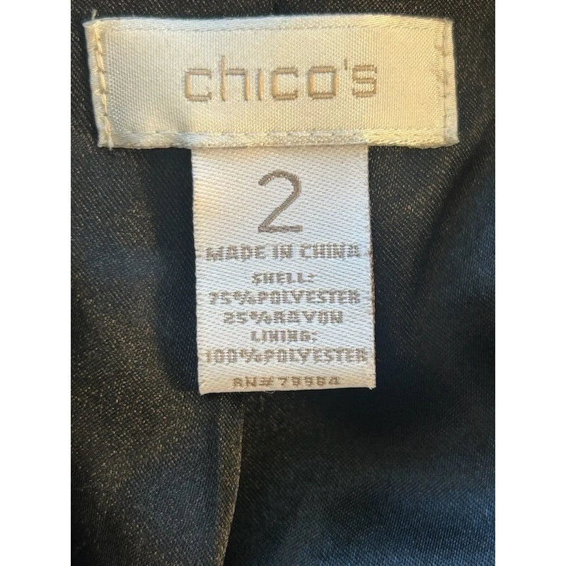 Chico's Black & Gold Geometric Open Front Jacket Blazer Career Party Size 2 - Image 5