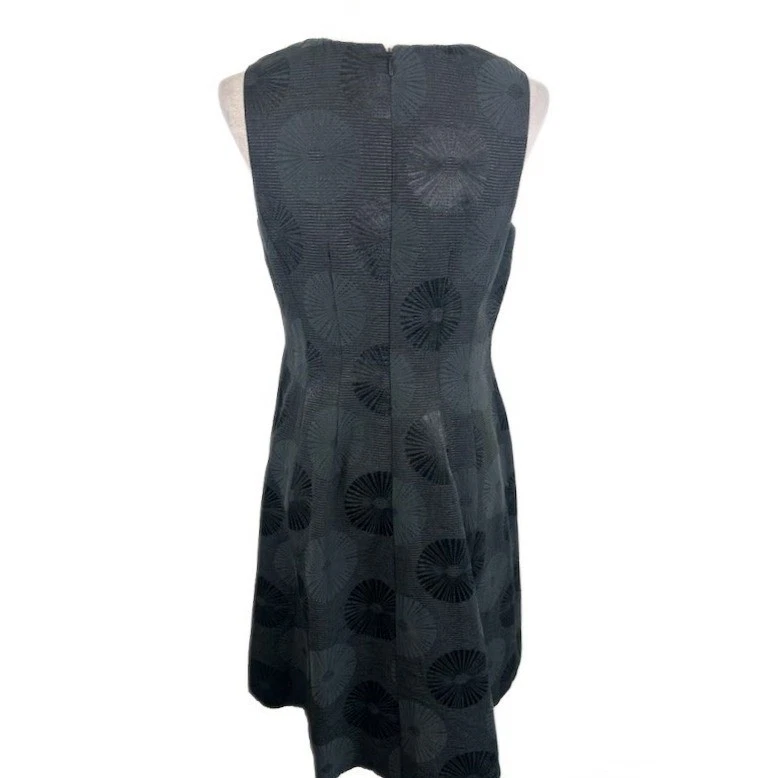 Adrianna Papell Black Sleeveless Fit & Flare Dress Geometric Circles Size 8 - Image 2