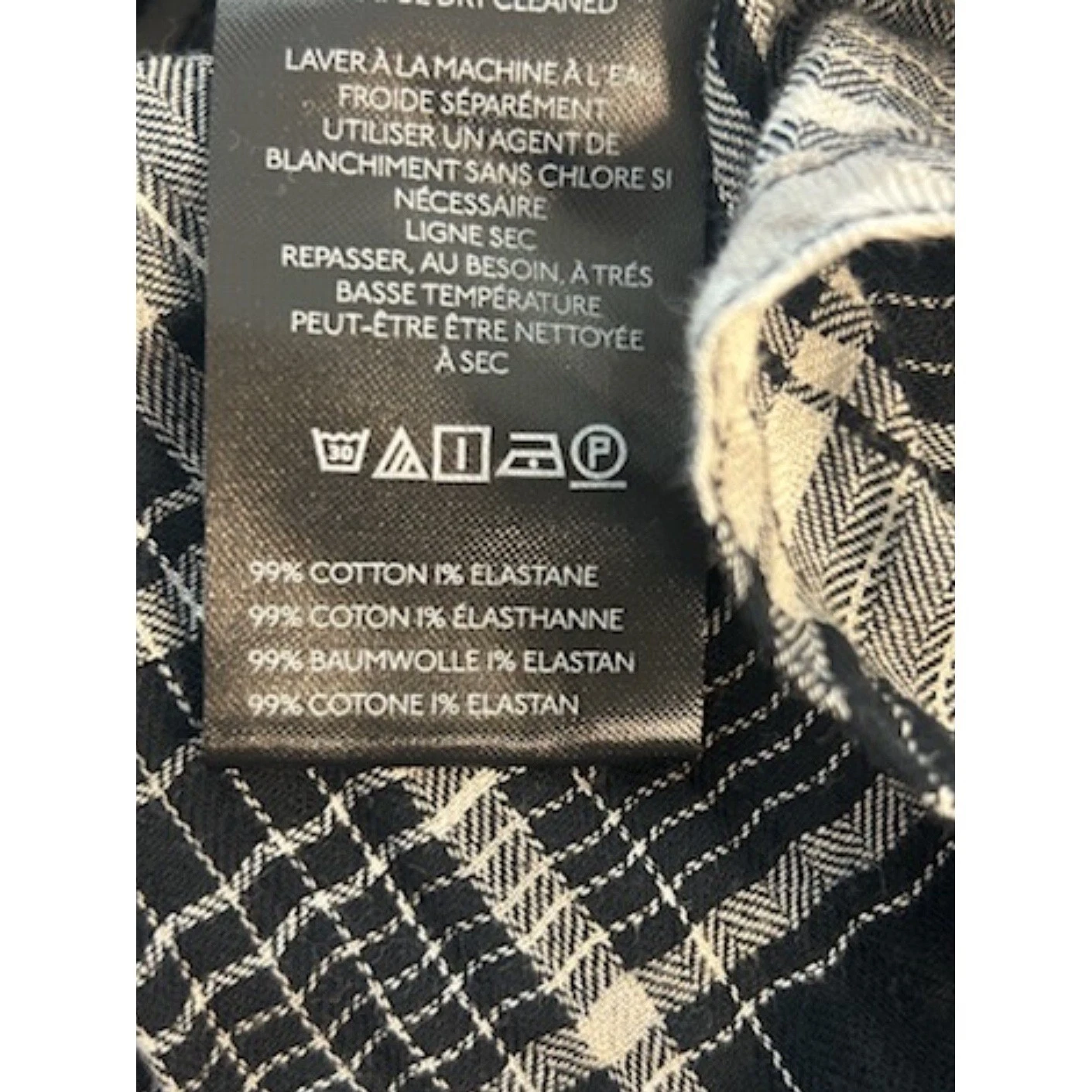 Pilcro Ruffled Plaid Button Down Long Sleeve Blouse Top Black White Size XL - Image 5