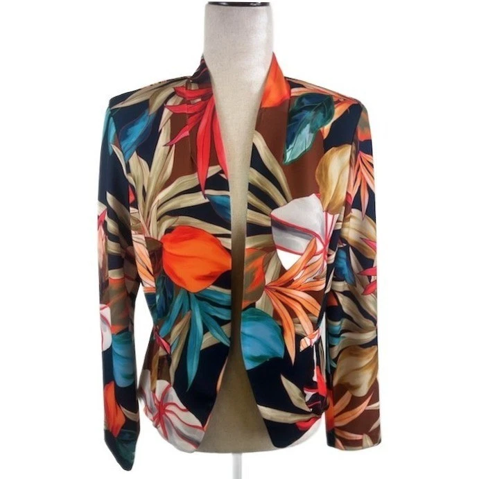 New Frank Lyman Montreal Bold Floral Tropical Print Blazer Jacket Size 4