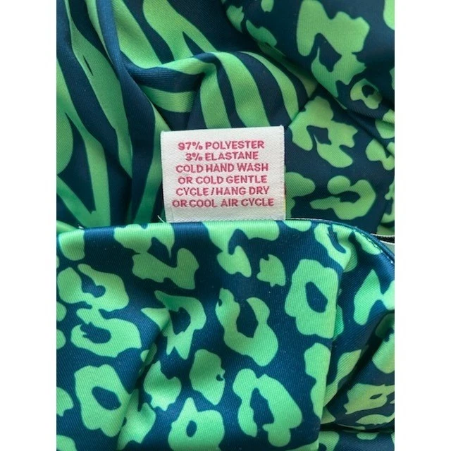 Gretchen Scott Dress Green Blue Animal Print 3/4 Sleeve Scuba Collar Size Large - Image 5