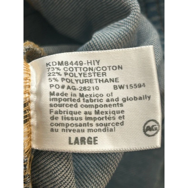 AG Adriano Goldschmied Distressed Denim Dress 3/4 Sleeves Pockets Size Large - Image 4