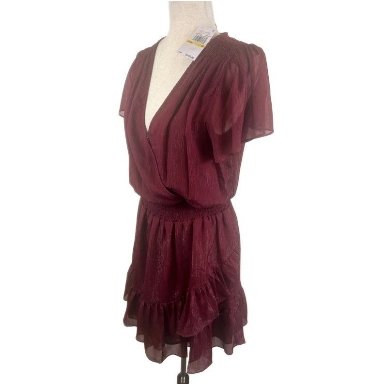 New Michael Kors Dress Dark Red Tiered Ruffle Mini Size Medium $165 - Image 2