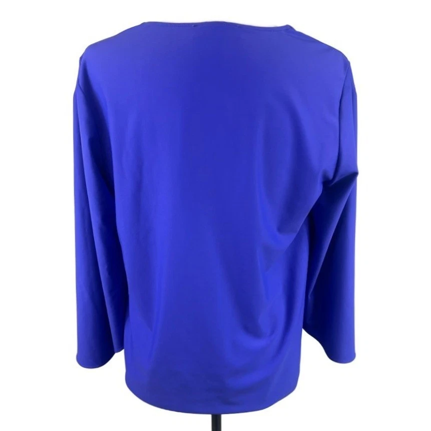 Jude Connally Scuba Top Women's Blue V-Neck Long Sleeve Blouse Shirt Size Small - Image 2