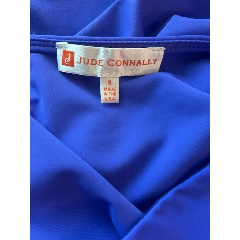 Jude Connally Scuba Top Women's Blue V-Neck Long Sleeve Blouse Shirt Size Small - Image 3