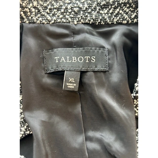 Talbots Women's Blazer Jacket XL Black Gray Tweed Career Work Business Size XL - Image 4