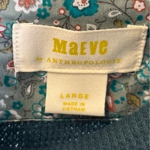 Maeve Top Blouse Women's Size Large Teal Ribbed Cowl Neck Long Sleeve Sweater - Image 4