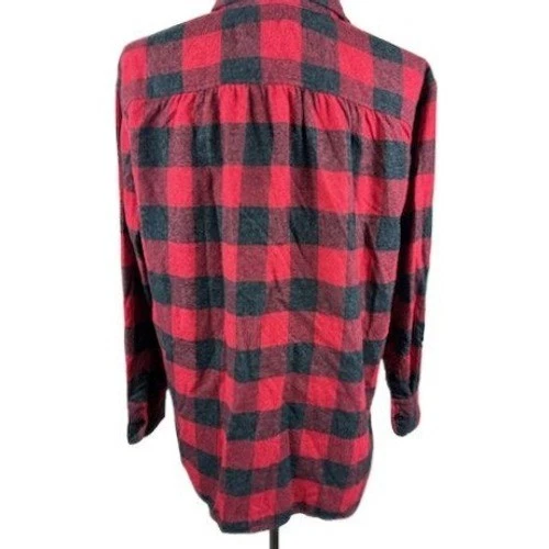 Madewell Red Black Buffalo Plaid Flannel Top Blouse Long Sleeve Size Medium - Image 3