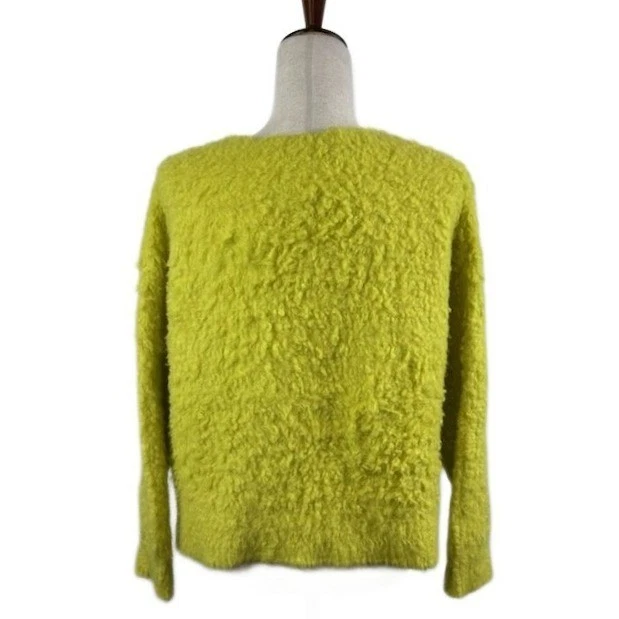 Maeve by Anthropologie Sweater Women's Size Small Shaggy Textured V-Neck Yellow - Image 3
