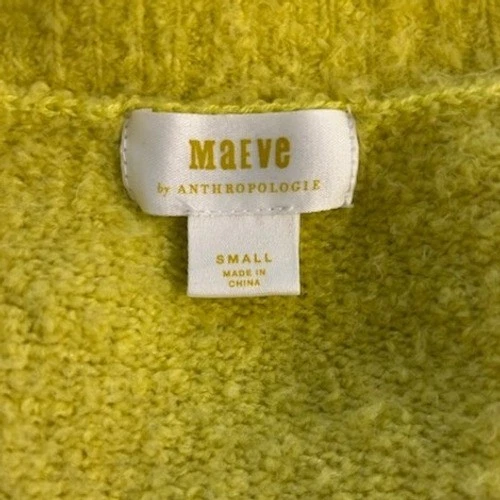 Maeve by Anthropologie Sweater Women's Size Small Shaggy Textured V-Neck Yellow - Image 4