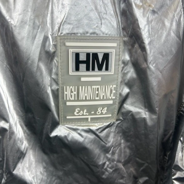 Galaxy By Harvic Silver Metallic Hooded Windbreaker Jacket Coat Size Medium - Image 3
