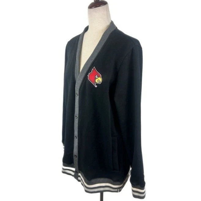 University of Louisville Cardinals UL Collegiate Cardigan Sweatshirt Black Large - Image 2