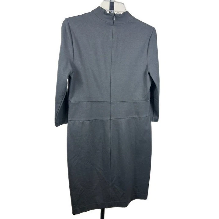 Talbots Grey Mock Neck Wrap Dress with Decorative Button Size 12P Petite - Image 2