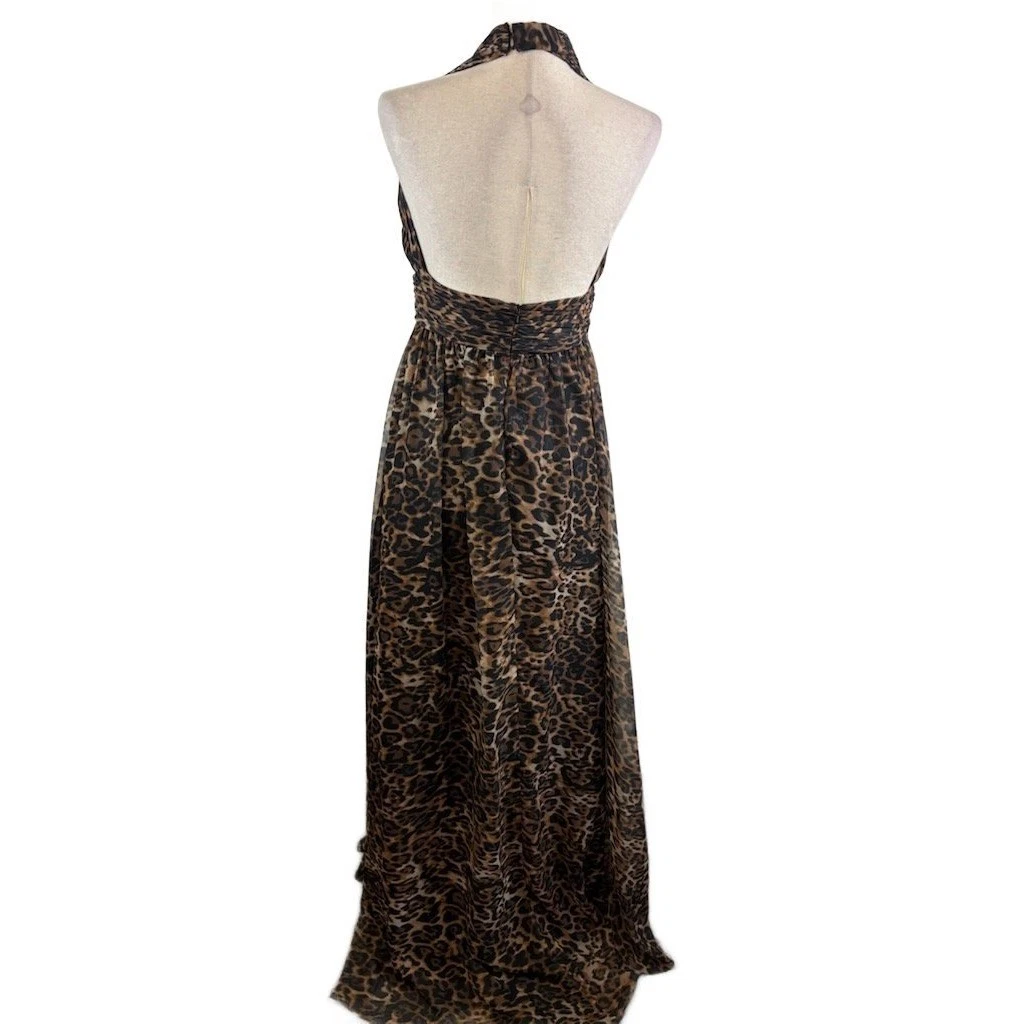 Mac Duggal Dress Women's Size 8 Leopard Animal Print Halter Maxi Long Gown - Image 2