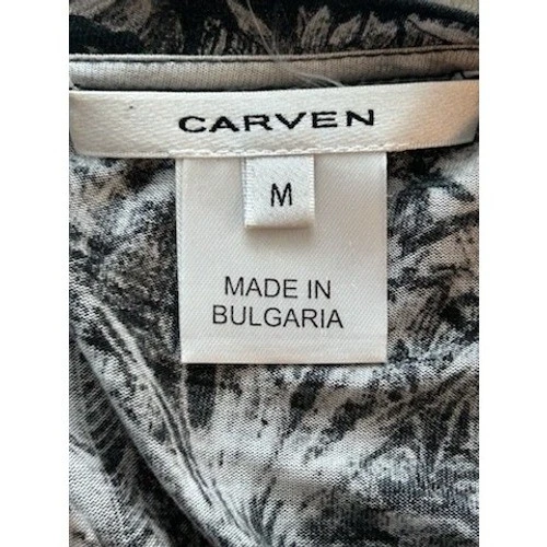 Carven Dress Black White Landscape Long Sleeve Bodycon Women's Size Medium - Image 5