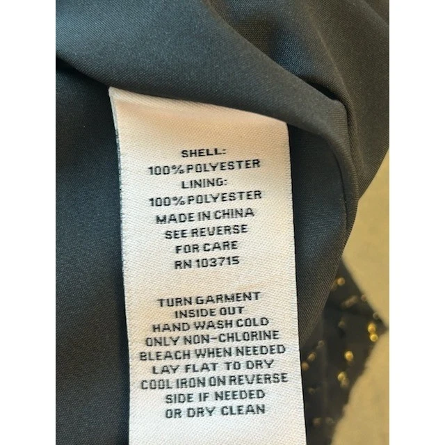 New Nanette Lepore Blouse Black Gold Foil Dot Ruffle Long Sleeve Top Size Large - Image 7