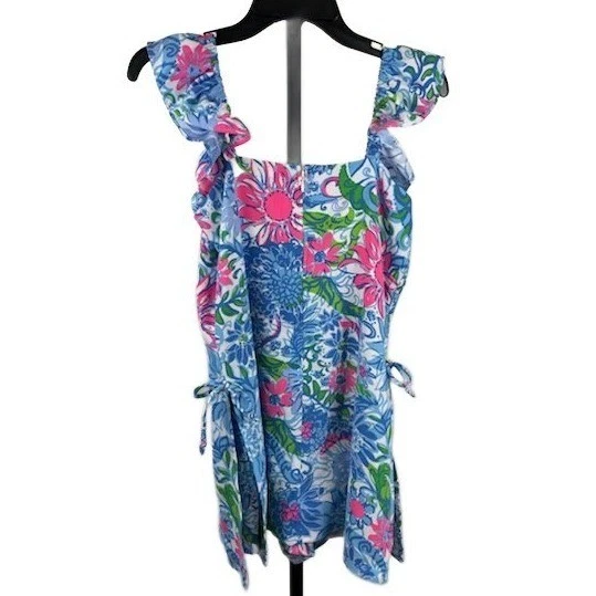 New Lilly Pulitzer Zoya Ruffle Romper Frenchie Blue Suns Out Floral Size 6 $198 - Image 2