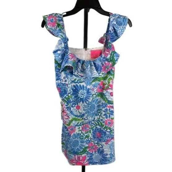 New Lilly Pulitzer Zoya Ruffle Romper Frenchie Blue Suns Out Floral Size 6 $198 - Image 3