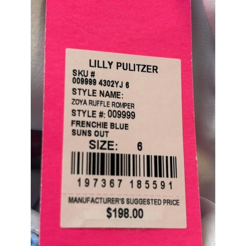 New Lilly Pulitzer Zoya Ruffle Romper Frenchie Blue Suns Out Floral Size 6 $198 - Image 5