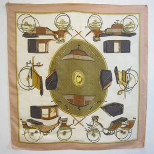 Hermes Paris Silk Scarf Les Voitures a Transformation Carriage Design - Image 2
