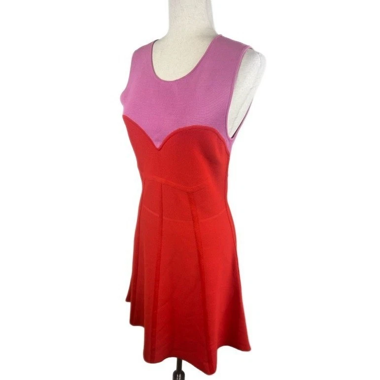 Parker Sheri Dress Roseberry Pink Red Sleeveless Fit Flare Party Size Large $485 - Image 3