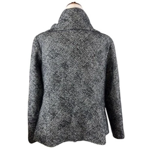 Talbots Womens Black & White Plaid Tweed Wool Blend Coat Jacket Blazer Size 14W - Image 3