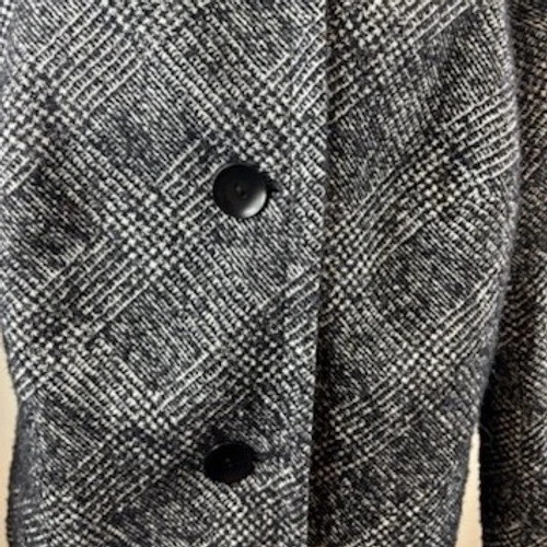 Talbots Womens Black & White Plaid Tweed Wool Blend Coat Jacket Blazer Size 14W - Image 4