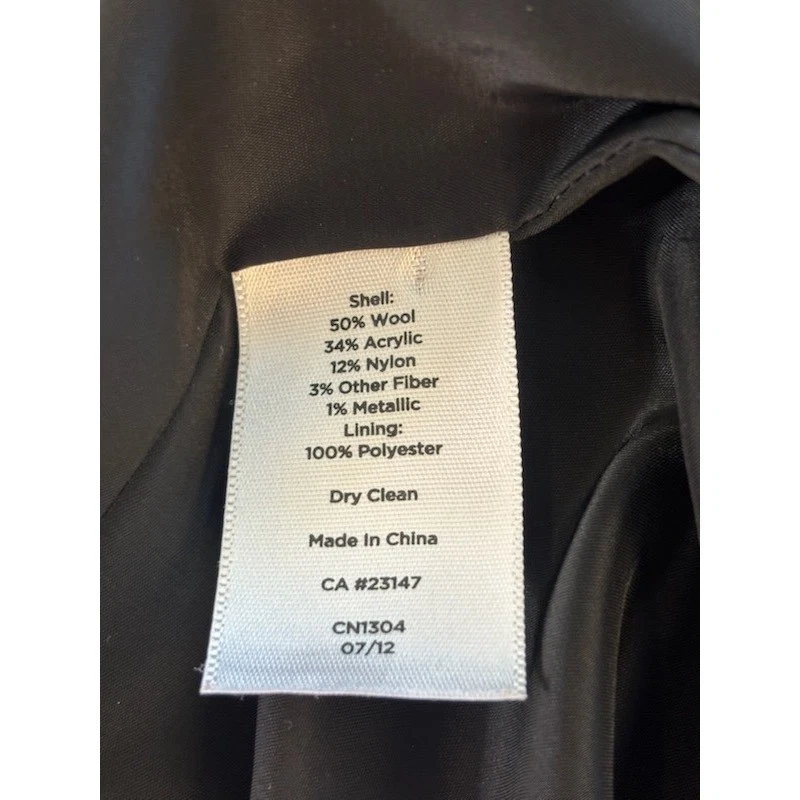 Talbots Womens Black & White Plaid Tweed Wool Blend Coat Jacket Blazer Size 14W - Image 6