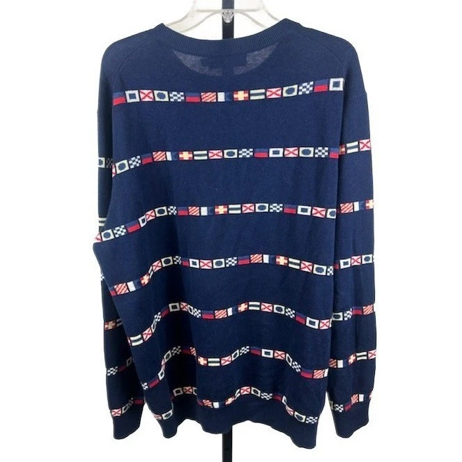 Vineyard Vines Nautical Flag Print Cotton Cashmere Blend Sweater Mens Size XL - Image 2