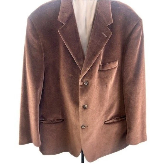 Linea Uomo Mens Brown Velvet Blazer Jacket Cotton Casual Classic Size 48 REG - Image 2