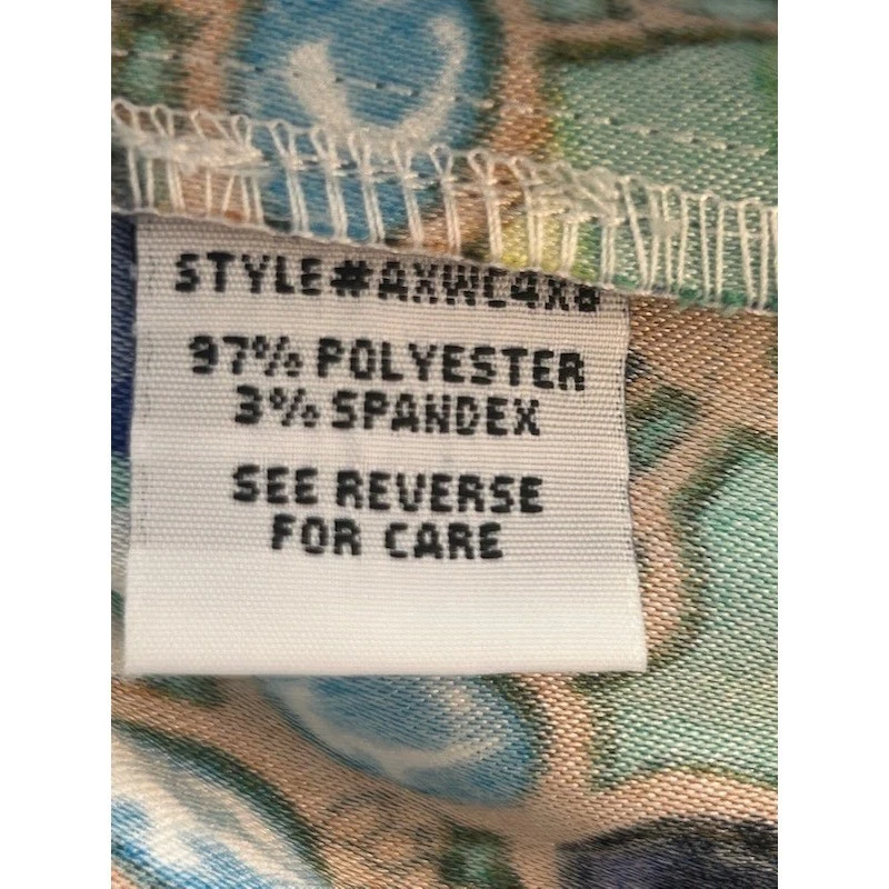 Sangria Scuba Mini Dress Tunic Multicolor Geometric 3/4 Sleeve Keyhole Size 6 - Image 4