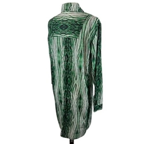 Derek Lam for Design Nation Green Abstract Print Shirt Dress Topper Size Large - Image 3