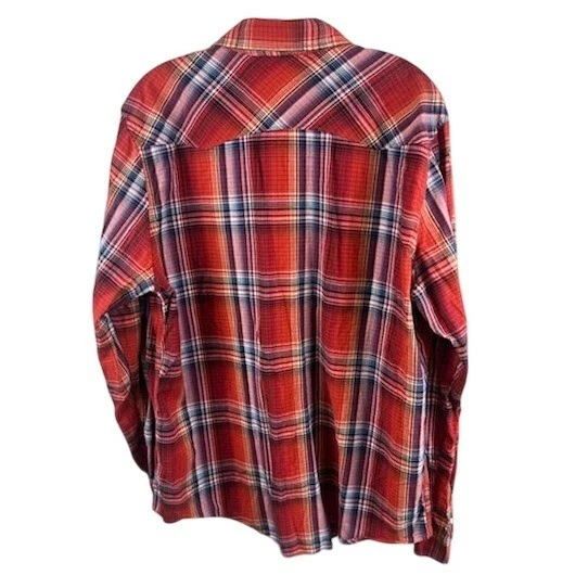 44mm Legendary Goods Mens Button Up Plaid Western Shirt Red Pearl Snap Size XL - Image 2