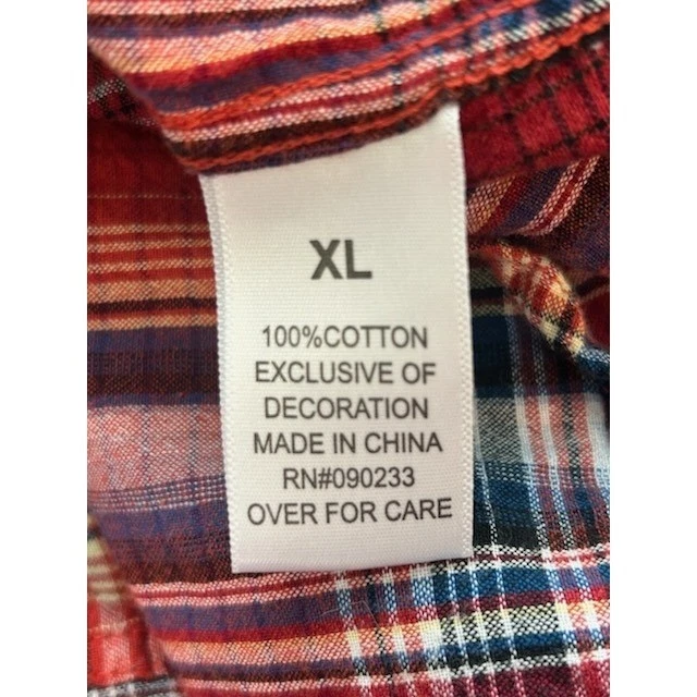 44mm Legendary Goods Mens Button Up Plaid Western Shirt Red Pearl Snap Size XL - Image 3