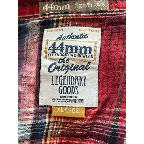 44mm Legendary Goods Mens Button Up Plaid Western Shirt Red Pearl Snap Size XL - Image 5