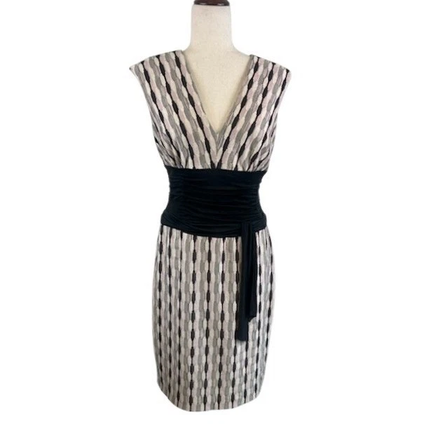 Kay Unger New York Dress Black Cinch Waistband Career Cocktail Party Size 8 - Image 2