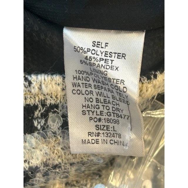 Glam Y2K Sequin Top Black Party Blouse Sparkly Short Sleeve Size Large - Image 6